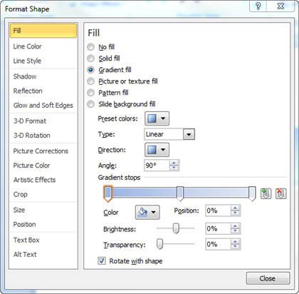 Adding a gradient to a shape