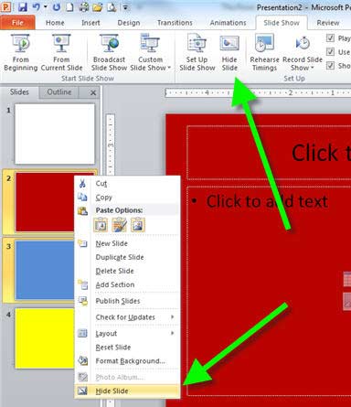 Two Methods for Hiding Slides