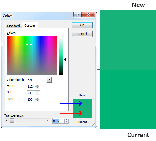 Luminance (Lum) value set to 100