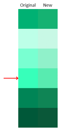 Original versus new theme colors