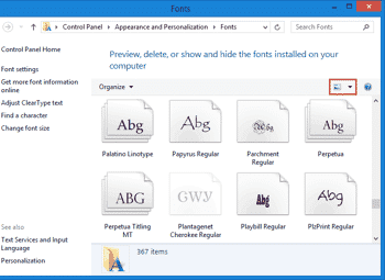 Identify Font Types in Microsoft Windows 8