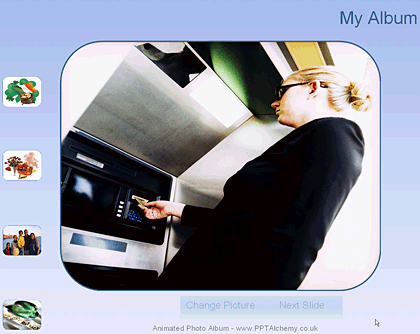 A slide within the animated photo album presentation