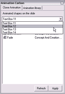 Select an animation to clone