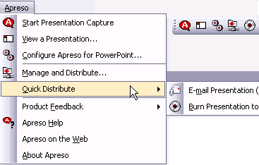 Apreso menu in PowerPoint