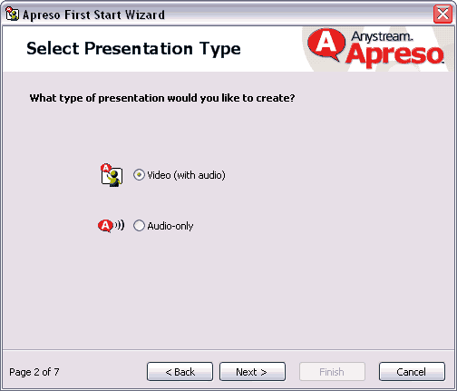 Choose audio or video presentation