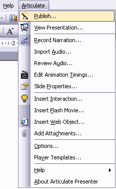 Articulate menu in PowerPoint
