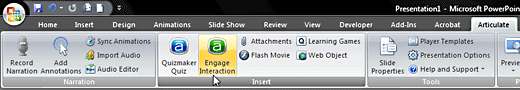 Articulate Presenter Ribbon Tab in PowerPoint. Articulate Presenter Ribbon Tab in PowerPoint.