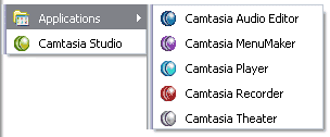 Camtasia in the Start Menu