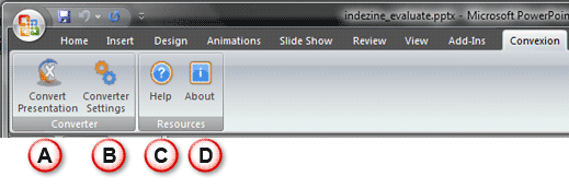Convexion tab on the Ribbon Convexion tab on the Ribbon