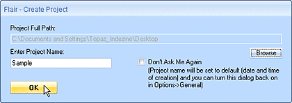 The Create Project dialog box