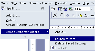 Image Importer Wizard option in the Tools menu
