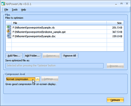 Files to be optimized