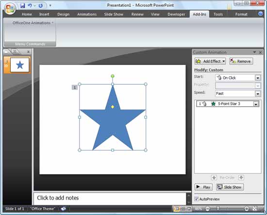 Animation applied to the shape Animation applied to the shape