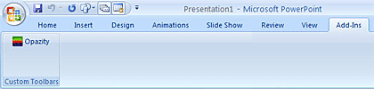 Opazity in the Add-Ins tab