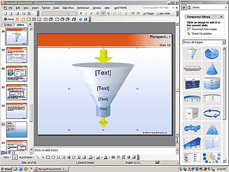 PowerPoint with the new Perspector panel
