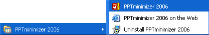 The PPTminimizer Start Menu Group