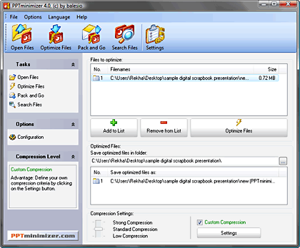 Files to be optimized