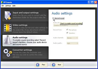 Audio Settings Audio Settings