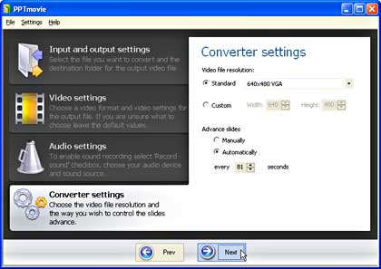 Converter Settings Converter Settings