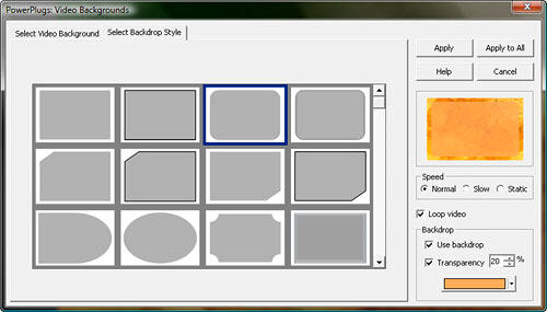 Select Backdrop Style