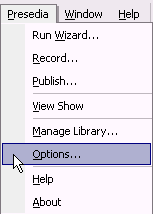 Presedia menu in PowerPoint