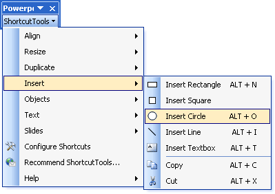 Shotcut keys under insert