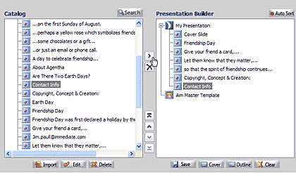 Slides added to the PresentationBuilder pane