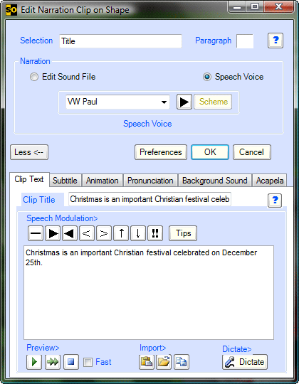  Edit Narration Clip on Shape
