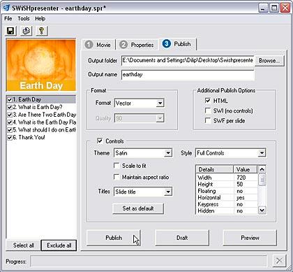 SWiSH Presenter interface