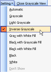 Use this menu to adjust grayscale options Use this menu to adjust grayscale options