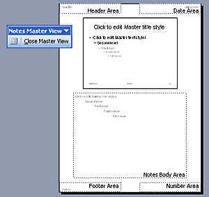 To globally format notes pages, make changes to the Notes Master