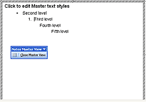 In this Notes Master, the second level is bulleted and the third level numbered
