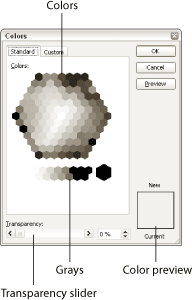 The Standard tab gives you color choices
