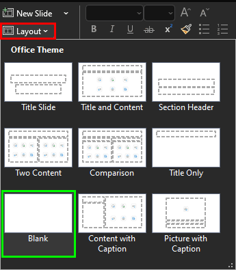 Change Slide Layout to Blank