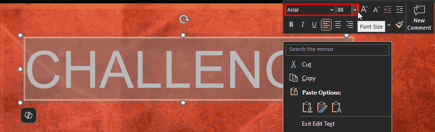 Change the font to Arial