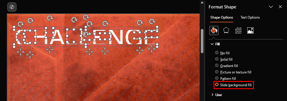 Change to Slide background fill