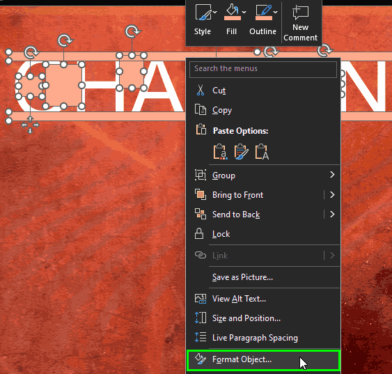 Choose Format Object
