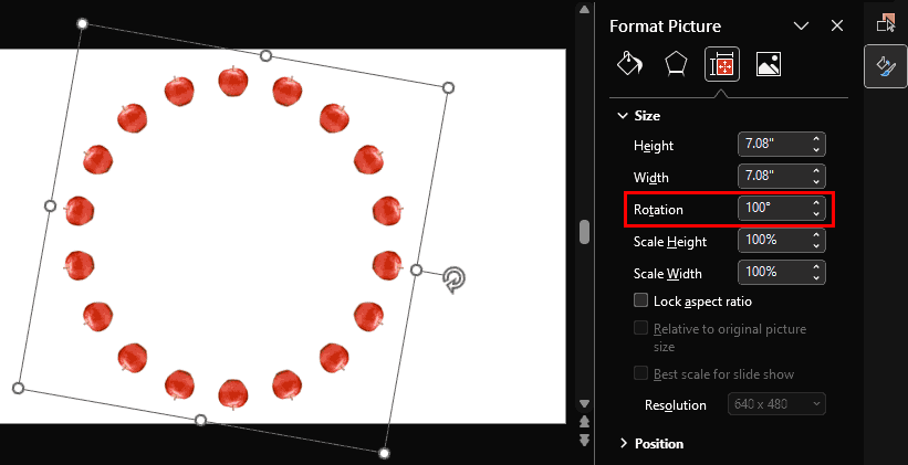 Completed apple spirograph