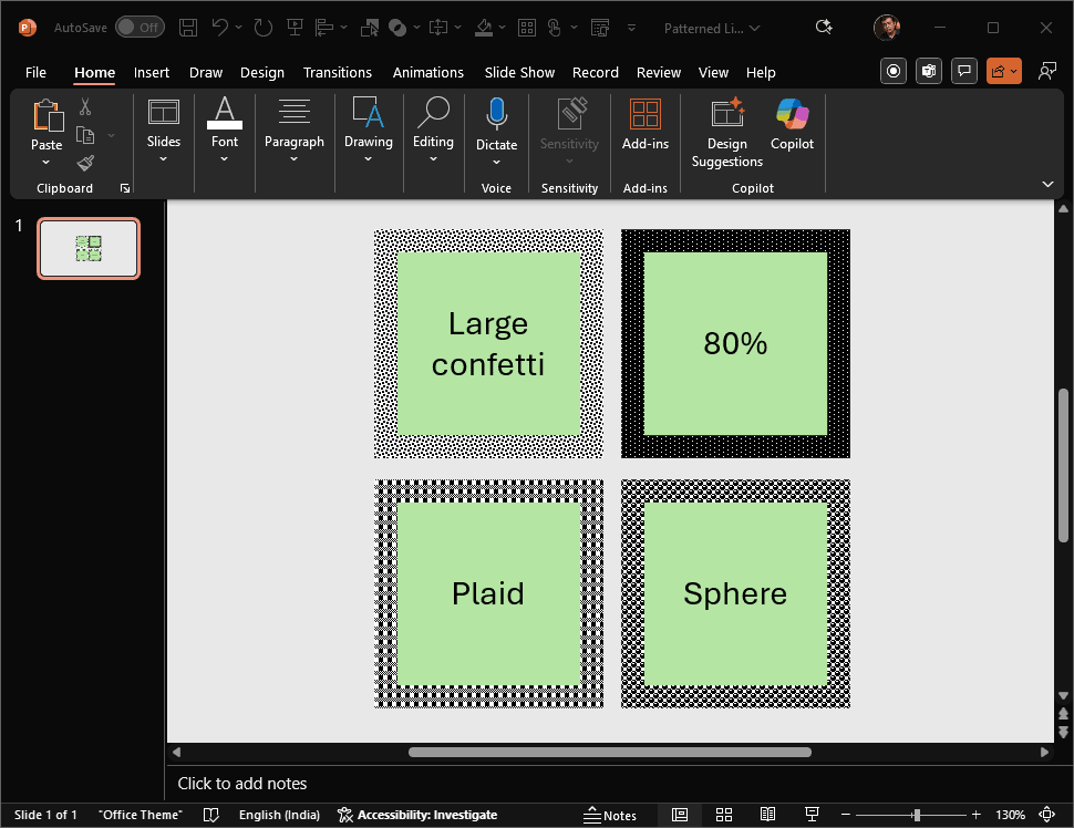 Patterned lines in PowerPoint 365