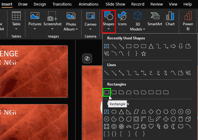 Select the Rectangle shape