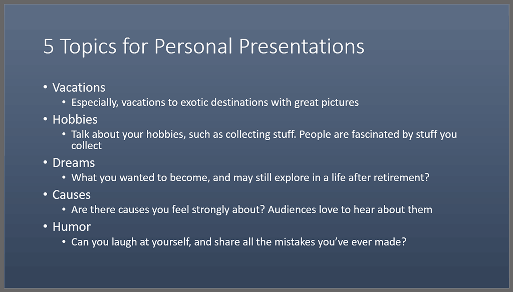 Bulleted list with first and second-level bullets