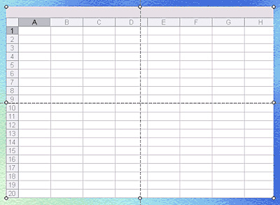 The inserted spreadsheet object