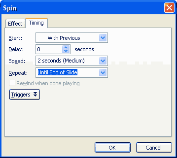 Changes made to the Timing options