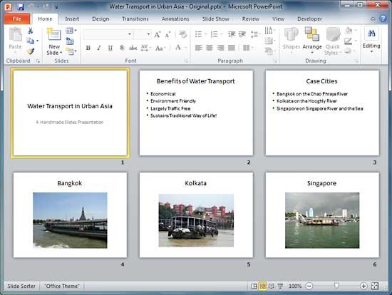 Presentation in Slide Sorter view