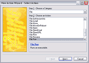 File.Run in the Action drop-down box