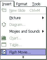 Flash Movie option within the Insert menu
