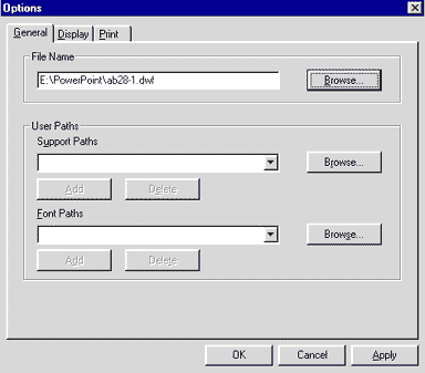 Options dialog box 
