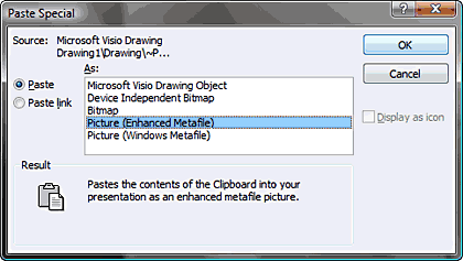 Paste Special dialog box