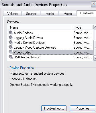 Sound and Audio Devices Properties