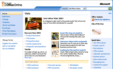 Microsoft Visio homepage